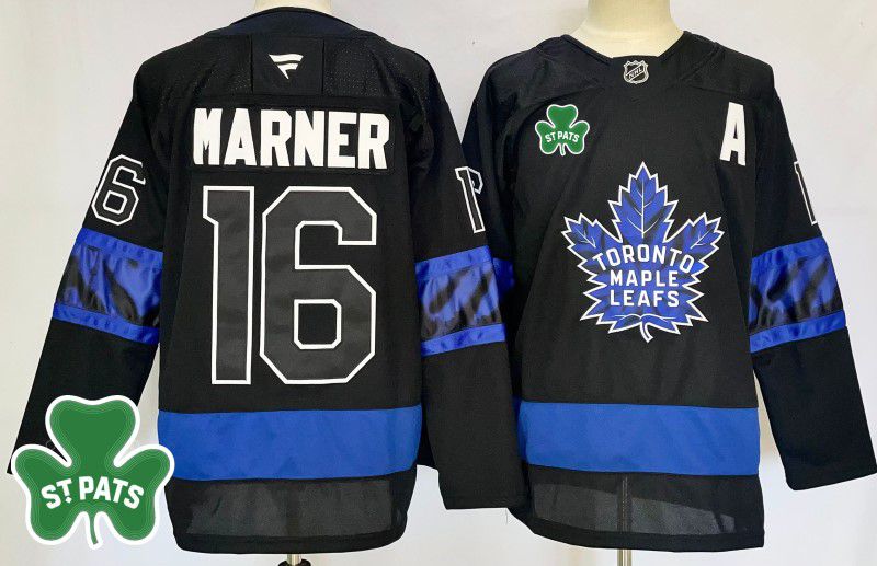 Men Toronto Maple Leafs 16 Marner Black Fanatics 2025 NHL Jersey style 2